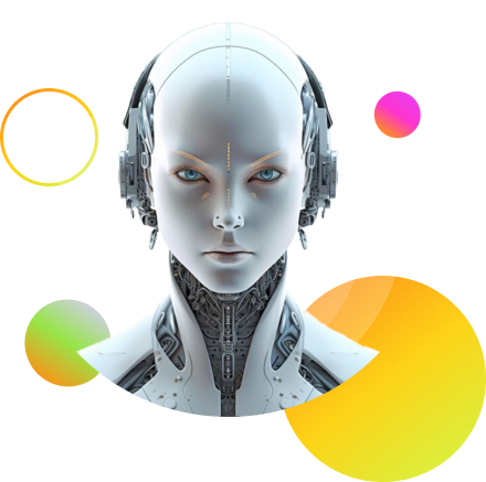 Robot with different circles on background